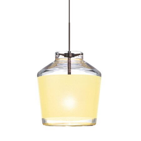 Besa Lighting Pica 6 Cord Pendant, Creme Sand, Bronze Finish, 1x5W LED 1XT-PIC6CR-LED-BR